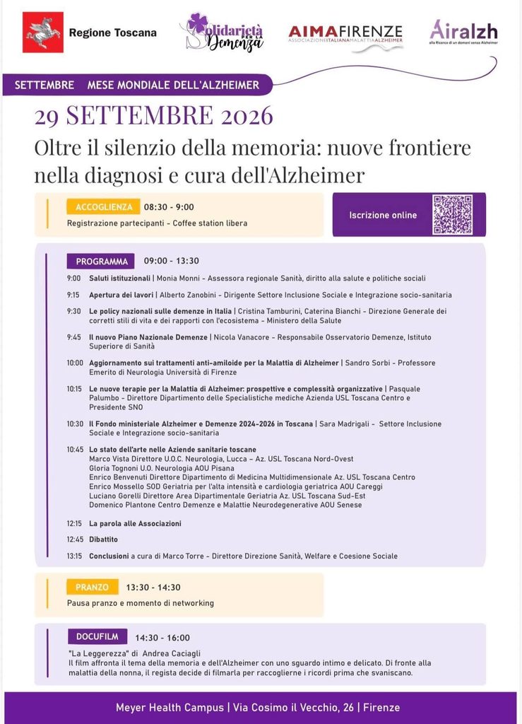Oltre il silenzio della memoria: a Firenze il punto su diagnosi e cura dell’Alzheimer
